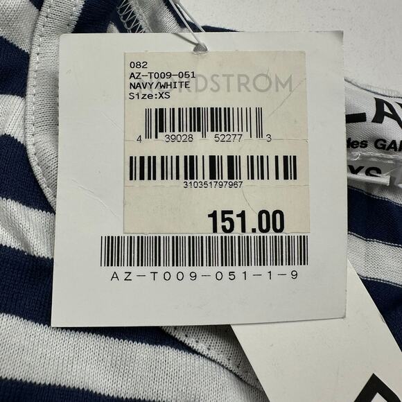 Comme des Garçons PLAY Women's White Striped Long Sleeve T-Shirt - Size XS (New) - Picture 5 of 5